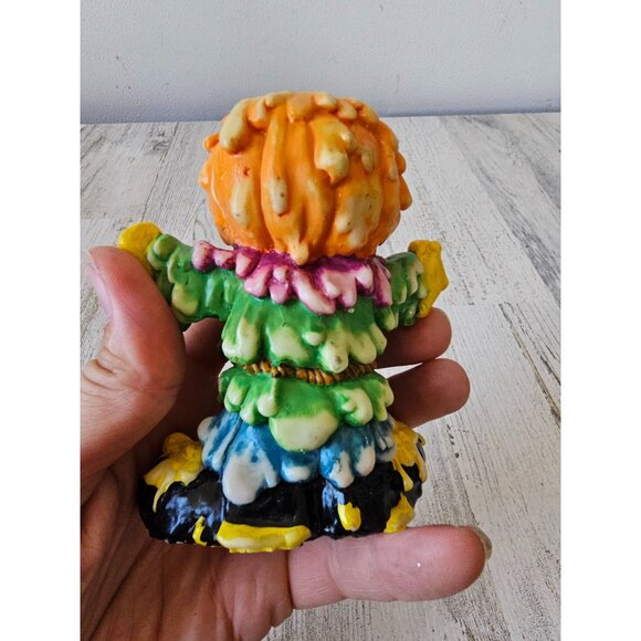 Vintage melted pumpkin scarecrow candle holder stick Halloween decor unique - Picture 4 of 8